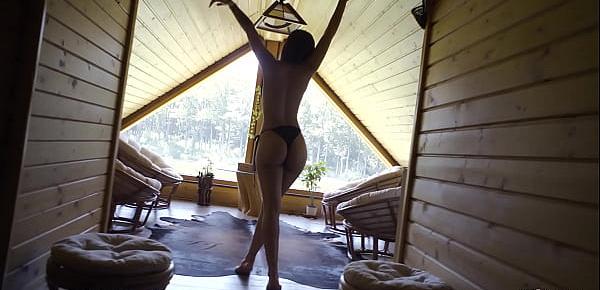  Sexy Romanian Babe stripping in a hut by the late